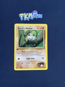 Pokemon TCG Brock's Mankey Gym Heroes 67/132 Regular 1st Edition LP. - Image 1