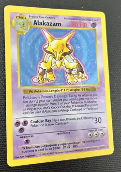 Alakazam 1/102 Base Set Shadowless Holo Rare Pokemon Card LP - Image 2