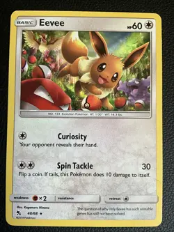 Pokemon TCG Eevee Card Hidden Fates Holo Rare 48/68 - Image 1