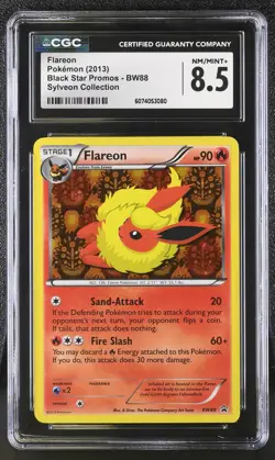 CGC 8.5 Flareon 2013 Black Star Promos BW88 Sylveon Collection Pokemon Card - Image 1