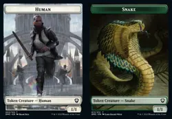MTG Commander Dominaria United TOKEN Two-sided Human #002 Snake #011 PLAYSET 4x - Image 1