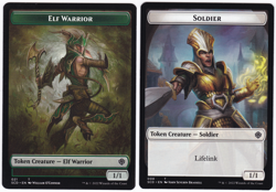 MTG Commander Starter 2022 Two-Sided Token Elf Warrior #021 Soldier #008 4x x4 - Image 1