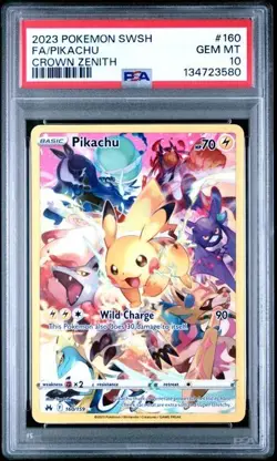 POKEMON Sword and Shield CROWN ZENITH FULL ART Pikachu #160 PSA 10 GEM MINT - Image 1