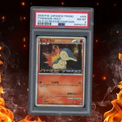 Pokemon Japanese CYNDAQUIL Promo 006 Holo HG & SS Release PSA 8 - Image 1