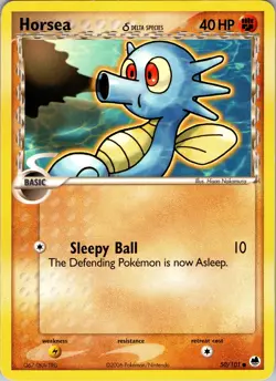 Pokemon TCG Horsea EX Dragon Frontiers 50/101 (Delta Species) Regular Common HP - Image 1