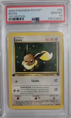 PSA 10 Eevee 55/82 2000 Pokemon Rocket 1st Edition Common Gem Mint WOTC - Image 1