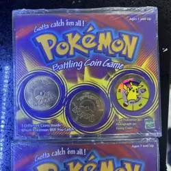 2 1999 Pokemon Battling Coin Game Vintage Pikachu Coin Plus 3 Other Coins - Image 2