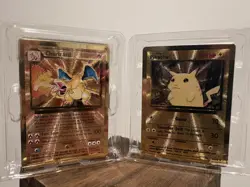 Pokemon Celebrations Gold Metal Charizard & Pikachu Cards 25th Anniversary Base - Image 1