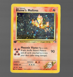 Holo Foil Blaine's Moltres 1/132 1st Edition Gym Heroes Set Pokemon Cards MP - Image 1