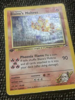 Holo Foil Blaine's Moltres 1/132 1st Edition Gym Heroes Set Pokemon Cards MP - Image 3