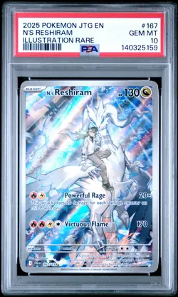 2025 POKEMON JTG EN-JOURNEY TOGETHER ILLUSTRATION RARE #167 N'S RESHIRAM PSA 10 - Image 1