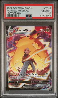 2022 POKEMON SWORD & SHIELD LOST ORIGIN #TG17 FULL ART/PIKACHU VMAX PSA 10 - Image 1