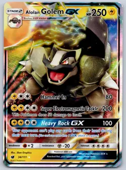 Alolan Golem ex 34/111 (NM) - SM04: Crimson Invasion - Ultra Rare Pokemon TCG - Image 1