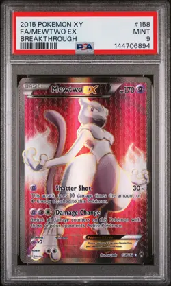 2015 POKEMON XY BREAKTHROUGH MEWTWO EX #158 PSA 9 MINT - Image 1