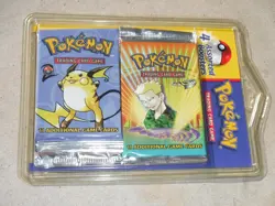 2001 POKEMON NINTENDO WOTC PLASTIC DISPLAY HANGER 4 BOOSTER PACKS FOSSIL RAICHU - Image 1