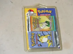 2001 POKEMON NINTENDO WOTC PLASTIC DISPLAY HANGER 4 BOOSTER PACKS FOSSIL RAICHU - Image 4