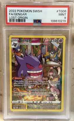 2022 POKEMON SWORD & SHIELD LOST ORIGIN TG06 FULL ART/GENGAR Psa 9 Mint - Image 1
