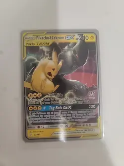 2019 Pokemon Championship Pikachu & Zekrom Gx 33/181 Sm-team Up Holo - Image 1