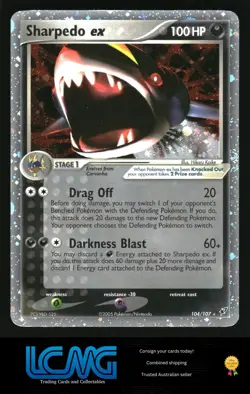 Pokemon TCG Deoxys #104/107 Sharpedo ex NM Rare 2005 - Image 1