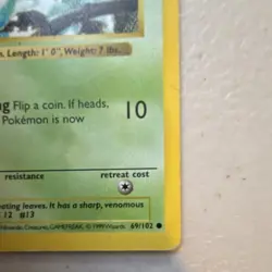 Pokemon Weedle 1st Edition Shadowless Base Set 69/102 WOTC Vintage 1999 - Image 3