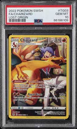 2022 POKEMON SWORD & SHIELD LOST ORIGIN #TG03 FULL ART/CHARIZARD PSA 10 - Image 1