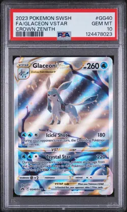 2023 POKEMON SWORD & SHIELD CROWN ZENITH #GG40 FULL ART/GLACEON VSTAR PSA 10 - Image 1