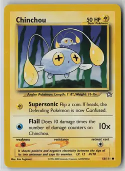 Chinchou 55/111 Pokemon Neo Genesis Common Heavily Played WOTC Card (HP) - Image 1