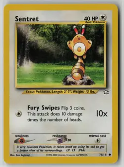 Sentret 71/111 Pokemon Neo Genesis Common Heavily Played WOTC Card (HP) - Image 1