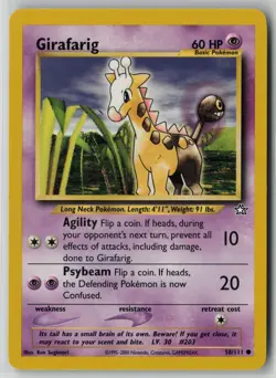 Girafarig 58/111 Pokemon Neo Genesis Common Heavily Played WOTC Card (HP) - Image 1