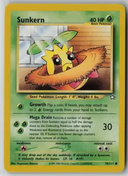 Sunkern 78/111 Pokemon Neo Genesis Common Heavily Played WOTC Card (HP) - Image 1