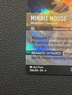 Disney Lorcana Minnie Mouse Musketeer Champion 206/204 Enchanted Foil Card - Image 2