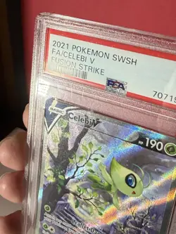 PSA 9 MINT Celebi V 245/264 Alternate Art SWSH08 Fusion Strike Pokemon Card - Image 3