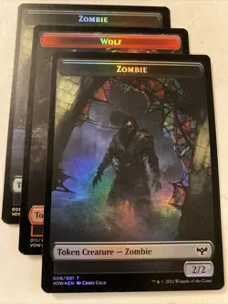 3x MTG Innistrad Crimson Vow Boar 012 / Zombie 008 Wolf 011 Token Foil NM/M - Image 3