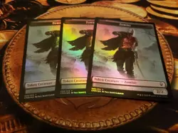 MTG 3x - Foil Zombie / Golem Double Sided Token Commander Legends CMR - Image 1