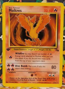 Vintage Pokemon WoTC Fossil Moltres 27/62 1st Edition Non-Holo Rare VLP-NM - Image 1