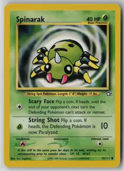Spinarak 75/111 Pokemon Neo Genesis Common Heavily Played WOTC Card (HP) - Image 1
