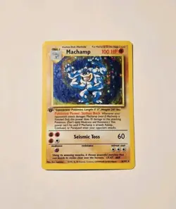 Pokemon Machamp 1st Edition 8/102 Base Set Holo Rare MP - Image 1
