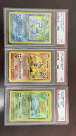 Pokemon 1999 Charizard Blastoise Venusaur Holo Base Set PSA 9 Mint - Image 1