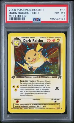 2000 POKEMON ROCKET 1ST ED #83 DARK RAICHU-HOLO PSA 8 - Image 1