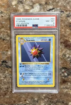Pokemon PSA 8 1st Edition Starmie 064/102 Base Set (Shadowless) - Image 1