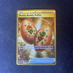Pokemon TCG Trainer Item Card Buddy-Buddy Poffin 223/167 Gold Hyper Rare - Image 1