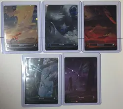 MTG Edge Of Eternities - Set of All Five Galaxy Foil Borderless Basic Lands - Image 1