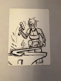 PD 545 MTG Arist Proof Double Masters Stoneforge Mystic Sketch On Back Magic - Image 2