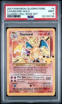 Charizard-Holo Pokemon Celebrations Classic Collection 4 NM PSA 9 - Image 1