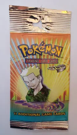 Two Empty Vintage Booster Pack Wrappers Pokemon Gym Heroes LT Surge and Erika - Image 2