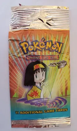 Two Empty Vintage Booster Pack Wrappers Pokemon Gym Heroes LT Surge and Erika - Image 5