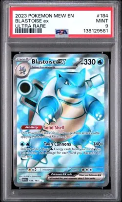 2023 Pokemon Blastoise ex 184/165 Ultra Rare EN 151 PSA 9 Mint - Image 3