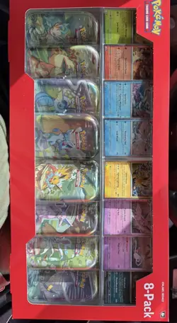 Pokemon Prismatic Evolutions 8 Mini Tins w/ Promo Cards Costco *DESCRIPTION* - Image 1