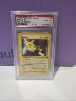 Pokemon Pikachu TCG Promo Card 4 Black Star WOTC, the First Movie Psa10 - Image 1