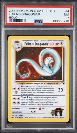 2000 Pokemon Gym Heroes #4 Erika'S Dragonair Holo PSA 7 - Image 1